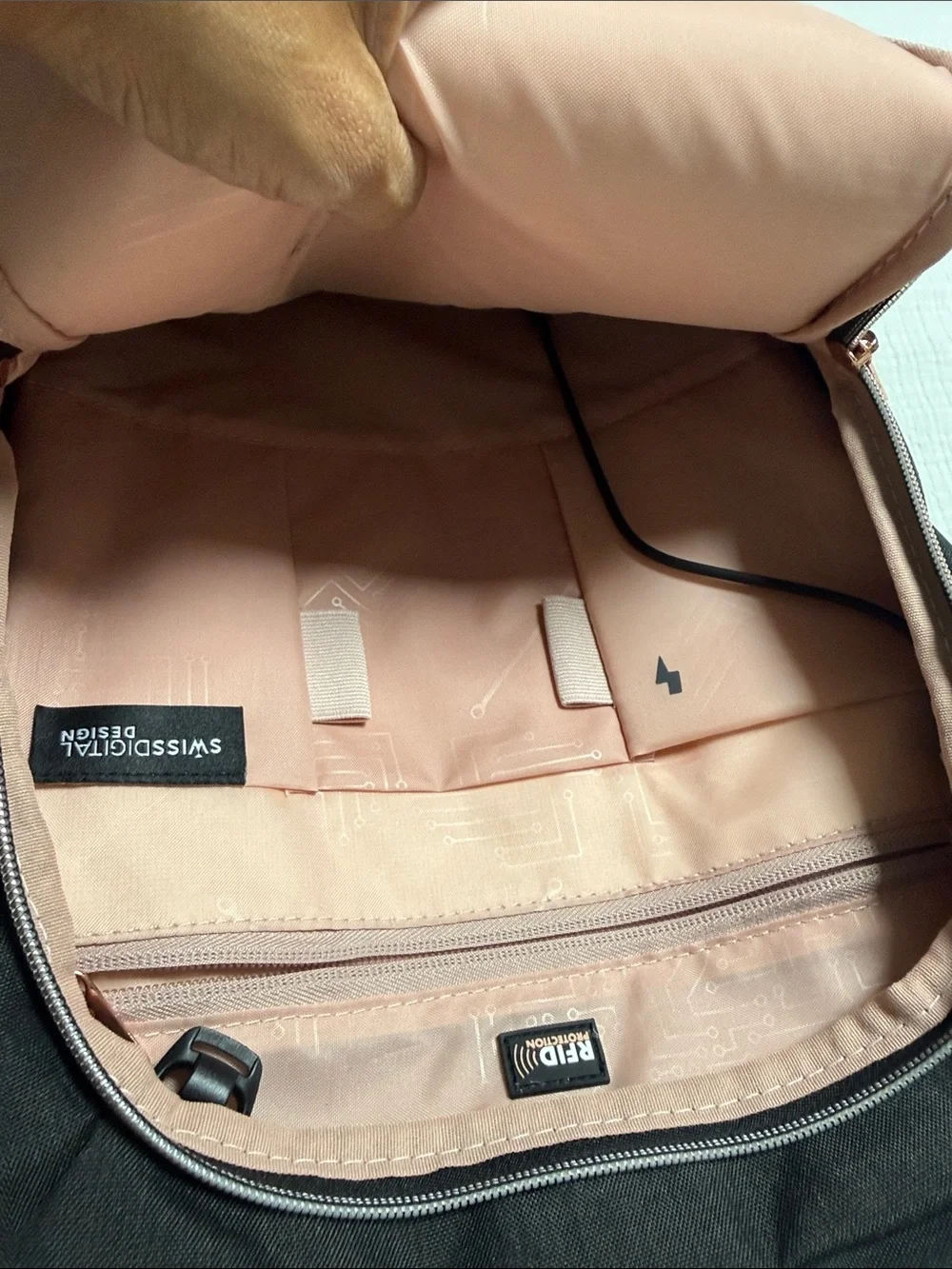 Used Black women Backpack with Rose Gold Accents